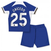 Fotballdrakt Barn Chelsea Moises Caicedo #25 Hjemmedraktsett 2023-24 Kortermet (+ Korte bukser)